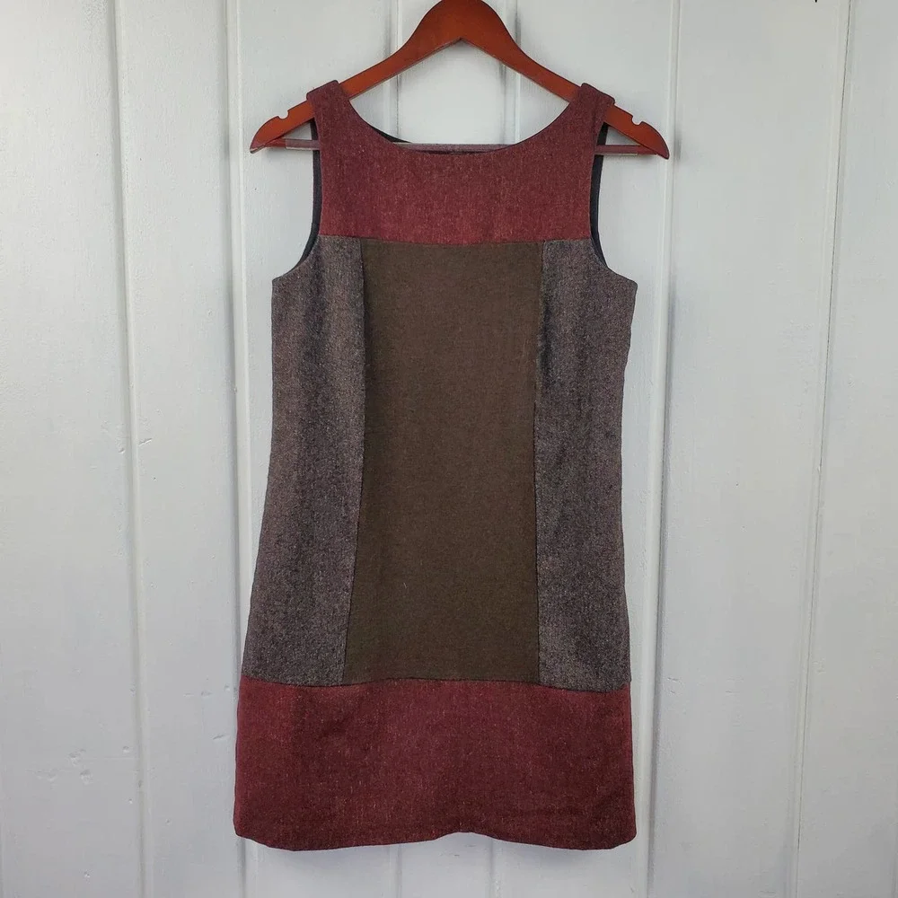 Bailey 44 Wool Blend Color Block Gray Rust Sleeveless Shift Mini Dress Sz Small - Picture 1 of 6